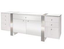 Load image into Gallery viewer, Premium Modern Desk in White Lacquer &amp; Brushed Aluminum Laminate
