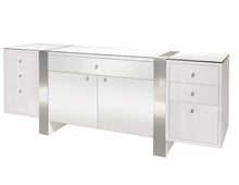 Load image into Gallery viewer, Premium Modern Desk in White Lacquer & Brushed Aluminum Laminate