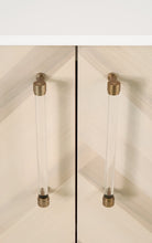 Load image into Gallery viewer, 71" White & Brass Storage Credenza with Herringbone-Patterned Doors