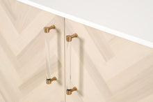 Load image into Gallery viewer, 71" White & Brass Storage Credenza with Herringbone-Patterned Doors