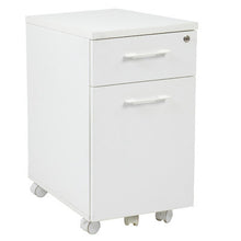 Load image into Gallery viewer, Contemporary Locking White File Cabinet with Casters
