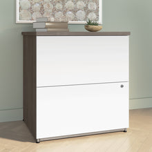 Load image into Gallery viewer, 65" Modern Compact Desk with Hutch in Silver Maple & White