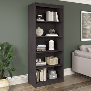 30" Modern Charcoal Maple 5 Shelf Bookcase