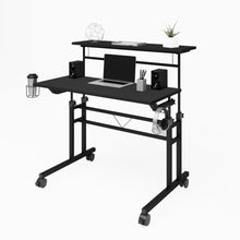 Load image into Gallery viewer, 36" Rolling Black Wire-Frame Desk