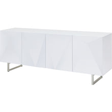 Load image into Gallery viewer, High Gloss White Storage Credenza with Tempered Glass Top
