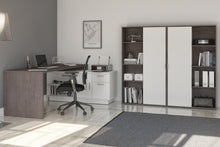 Load image into Gallery viewer, L-Shaped 71&quot; Bark Gray and White Executive Desk with Storage
