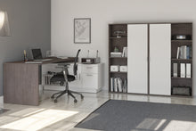 Load image into Gallery viewer, L-Shaped 71" Bark Gray and White Executive Desk with Storage