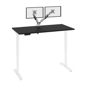 Black 59" Adjustable Desk with Twin Monitor Arms