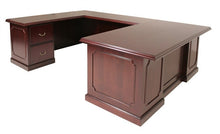 Load image into Gallery viewer, Premium U-shaped Mahogany Veneer Office Desk with Intricate Details
