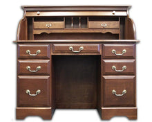 Load image into Gallery viewer, 48" Solid Cherry Double Pedestal Rolltop Desk with Finish Options