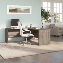 Load image into Gallery viewer, 65" Warm Gray Maple Ergonomic L-Desk