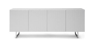 79" Storage Credenza with Wave Textured Doors in White