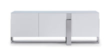 Load image into Gallery viewer, Stunning Storage Credneza in White and Stainless Steel