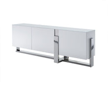 Load image into Gallery viewer, Stunning Storage Credneza in White and Stainless Steel