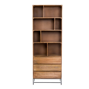 86" Tall Solid Mango Wood Bookcase with 4 Shelves