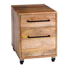 Load image into Gallery viewer, Solid Mango Wood Mobile File Cabinet with Two Drawers