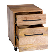 Load image into Gallery viewer, Solid Mango Wood Mobile File Cabinet with Two Drawers