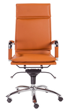 Load image into Gallery viewer, Cognac & Chrome High Back Modern Office Chair