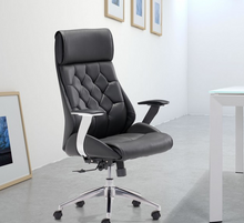 Load image into Gallery viewer, Black Leather & Chrome Modern Office Chair with Ultimate Comfort