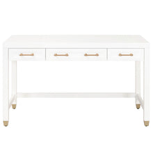 Load image into Gallery viewer, Matte White Lacquer &amp; Brushed Brass 54&quot; Office Desk
