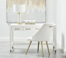 Load image into Gallery viewer, Matte White Lacquer & Brushed Brass 54" Office Desk