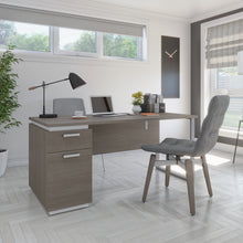 Load image into Gallery viewer, Bark Gray & White 66" Single Pedestal Desk
