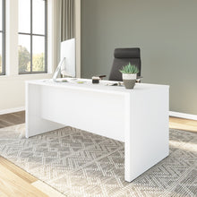 Load image into Gallery viewer, 65&quot; Satin White Executive Desk with Cable Management
