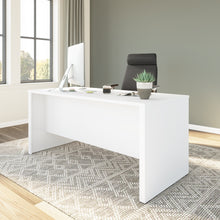 Load image into Gallery viewer, 65" Satin White Executive Desk with Cable Management