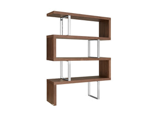 Elegant Walnut & Stainless Steel Bookcase Ideal For Office