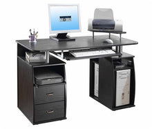 Load image into Gallery viewer, 48" Contemporary Desk with Storage in Espresso Finish with Optional Printer Stand