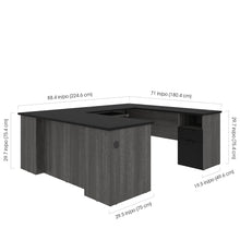 Load image into Gallery viewer, Modern U-shaped Desk in Bark Gray & Black