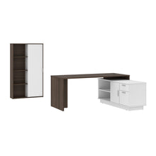 Load image into Gallery viewer, 71&quot; Modern L-Shaped Desk Set with Credenza &amp; Cabinet in Antigua/White
