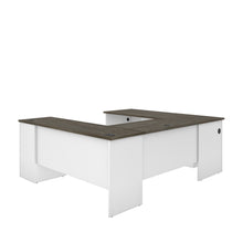 Load image into Gallery viewer, Modern U-shaped Desk in White & Walnut Gray