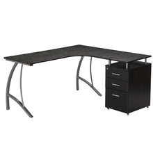 Load image into Gallery viewer, 59" Espresso Curved L-Desk with FIle