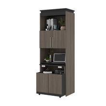 Load image into Gallery viewer, Bark Gray & Graphite 30" Collapsable Desk/Storage Cabinet with Hutch