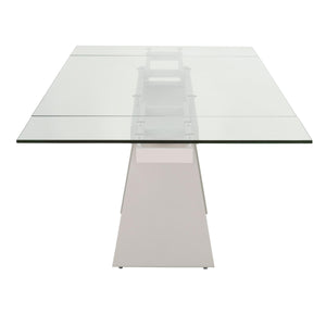 Glass & Light Gray 71" - 107" Modern Desk / Conference Table