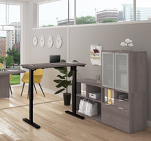Load image into Gallery viewer, Standing Desk Set with Credenza and Hutch in Bark Gray
