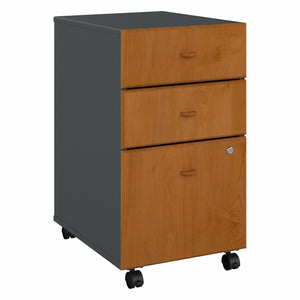 Natural Cherry & Slate 16" Mobile File Cabinet with 3 Drawers