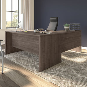 65" Modern L-Shaped Desk in Gray Maple