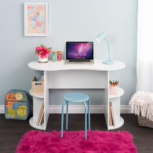 Load image into Gallery viewer, 48" Student Desk in White with Rounded Edges and Built-in Shelves