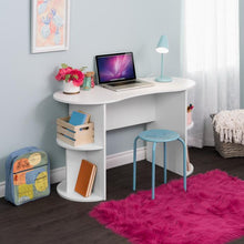 Load image into Gallery viewer, 48" Student Desk in White with Rounded Edges and Built-in Shelves