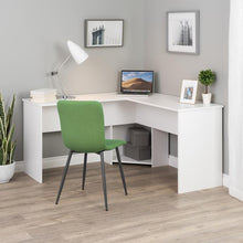 Load image into Gallery viewer, White 56" L-Desk with Corner Storage