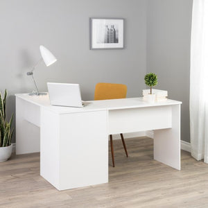 White 56" L-Desk with Corner Storage