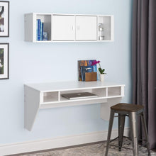 Load image into Gallery viewer, Floating White 43" Desk & Hutch Set