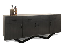 Load image into Gallery viewer, Modern 84" - 124" Dark Gray Oak Conference Table with Black Steel Base