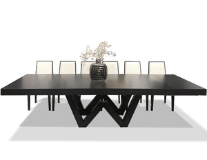Modern 84" - 124" Dark Gray Oak Conference Table with Black Steel Base