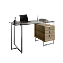 Load image into Gallery viewer, 55" Silver & Glass Desk with Oak Drawers