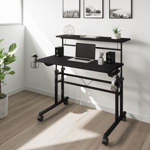 36" Rolling Black Wire-Frame Desk