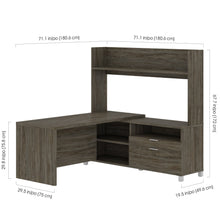 Load image into Gallery viewer, L-Shaped 71" x 71" Office Desk with Hutch in Walnut Gray