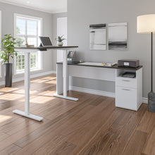 Load image into Gallery viewer, Deep Gray and White 71" Adjustable L-Shaped Desk with Attached File